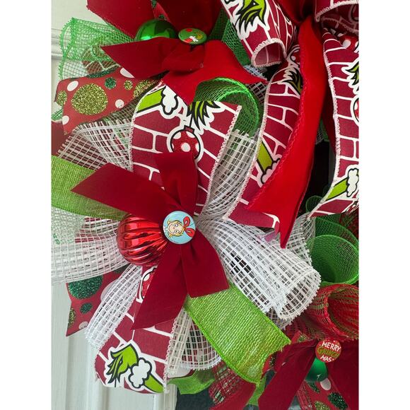 Grinch Wreath & Christmas Garland Holiday Home Decor, Front Door Hanger Gift xxx - Picture 4 of 10